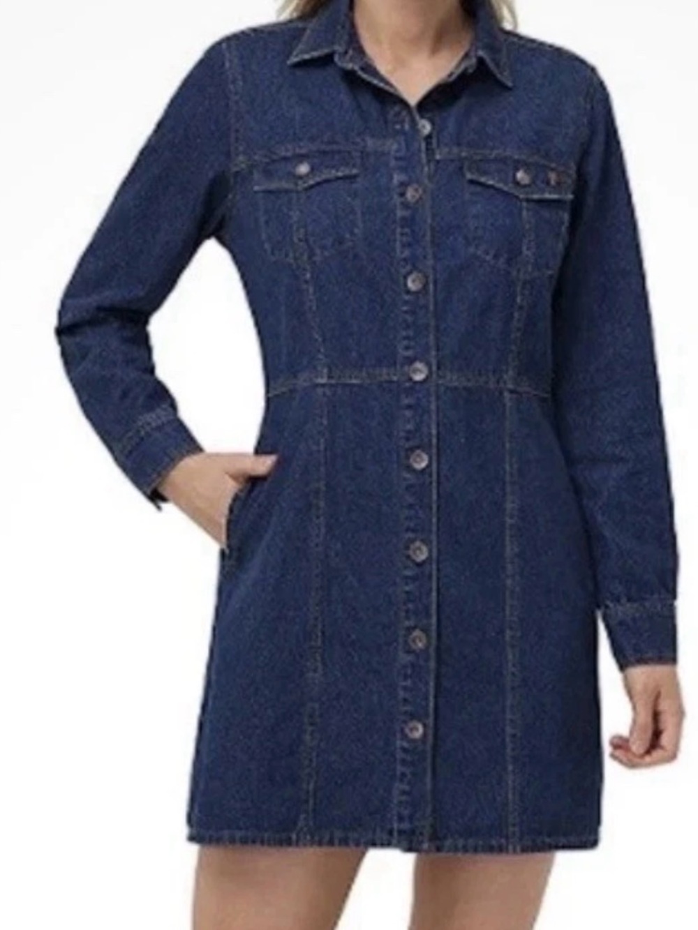 Frye Dark Blue Denim Long Sleeve Shirt Dress